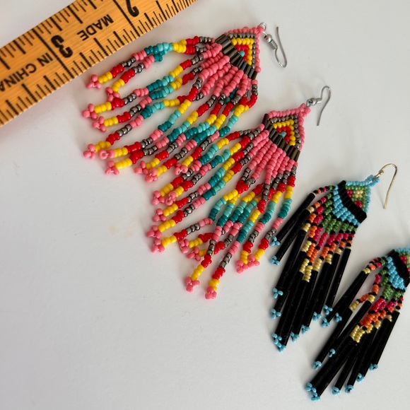 Beaded Earring Lot 3” long - Picture 3 of 4